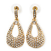 Bridal Crystal Teardrop Earrings In Gold Plating - 4cm Length