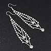Silver Plated Diamante Chandelier Earrings - 9cm Length