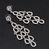 Rhodium Plated Clear Crystal 'Lacey' Chandelier Earrings - 8mm Length