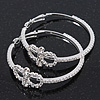 Rhodium Plated Clear Crystal 'Infinity' Hoop Earrings - 5cm Diameter