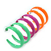 Three Pairs Neon Green, Neon Pink, Neon Orange Hoop Earring Set - 4cm Width