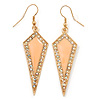AB Crystal Apricot Spike Drop Earrings In Gold Plating - 6cm Length