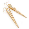 Oversized Crystal Spike Drop Earrings In Gold Plating - 10cm Length