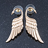 Gold Plated 'Swan' Stud Earrings - 45mm Length