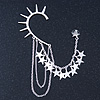 One Piece Silver Plated Spike & Star Chain Hook Cuff Earring - 8cm (chain drop)