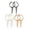 3 pairs Gold, Silver and Hematite Colour Hoop Spike Earring Set - 45mm Drop