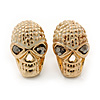 Children's/ Teen's / Kid's Small 'Skull' Stud Earrings In Gold Plating - 11mm Length