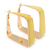 Contemporary Square Yellow Enamel Hoop Earrings In Gold Plating - 40mm Width