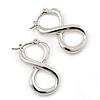 Polished Silver Tone 'Infinity' Stud Earrings - 25mm Length