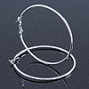 Large Slim Classic Hoop Earrings In Silver Tone - 60mm