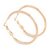 Medium, Thin Polished Gold Plated Square Tube Round Hoop Earrings - 40mm Diameter