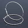 Large Slim Classic Hoop Earrings In Silver Tone - 70mm