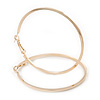 Large, Thin Polished Gold Plated Square Tube Round Hoop Earrings - 60mm Diameter