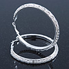 Large Light Silver Tone Mesh Hoop Earrings - 65mm Diameter