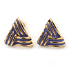 Children's/ Teen's / Kid's Small Purple Enamel 'Triangular' Stud Earrings In Gold Plating - 10mm Length