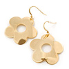 Polished Gold Plated 'Daisy' Floral Drop Earrings - 55mm Length