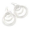 Silver Tone Hoop Earrings - 80mm L