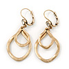 Vintage Inspired Cut Out Teardrop Earrings With Leverback Closure In Antique Gold Tone - 50mm L