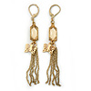 Vintage Inspired Chain Tassel, Butterfly Drop Earrings With Leverback Closure - 80mm Length