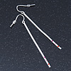 Long Silver Plated Crystal Bar Drop Earrings - 8cm Length