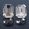 Clear Glass Square Stud Earrings In Silver Tone - 10mm L