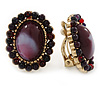 Large Purple/ Violet Resin Bead Clip On Earrings In Gold Tone - 25mm L