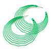 Neon Green Multi Layered Hoop Earrings - 60mm Diameter