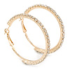 Gold Plated Clear Crystal Hoop Earrings - 45mm