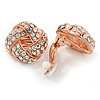 Rose Gold Tone Crystal Knot Clip On Earrings - 20mm D