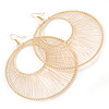 Oversized Gold Tone Wire Hoop Earrings - 10cm L