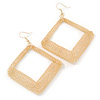Large Square Mesh Drop Earrings In Gold Tone - 80mm L