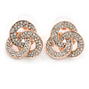 Rose Gold Cz Trinity Borromean Rings Stud Earrings - 17mm D