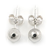 Tiny Ball Stud Earrings In Silver Tone - 4mm