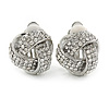 Silver Tone Clear Crystal Knot Clip On Earrings - 15mm L