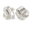 Light Silver Tone Textured Knot Clip On Earrings - 20mm D