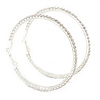 63mm Large Clear Austrian Crystal Hoop Earrings In Silver Tone Metal