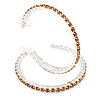 Large Topaz Austrian Crystal Hoop Earrings In Rhodium Plating - 6cm D