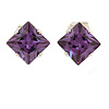 8mm Purple Cz Square Clip On Earrings In Rhodium Plating