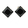 8mm Black Cz Square Clip On Earrings In Rhodium Plating