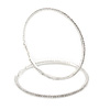 95mm Oversized Slim Clear Crystal Hoop Earrings In Silver Tone