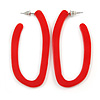 Trendy Red Acrylic/ Plastic/ Resin Oval Hoop Earrings - 60mm L