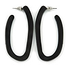Trendy Black Acrylic/ Plastic/ Resin Oval Hoop Earrings - 60mm L
