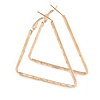 Gold Tone Etched Triangular Hoop Earrings - 50mm Long