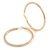 70mm Large Thick Mesh Hoop Earrings In Gold Tone