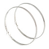 Oversized Hoop Earrings In Silver Tone Metal with Etched Detailing - 90mm Diameter