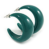 Dark Green Acrylic Half Hoop Earrings - 37mm Diameter