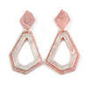 Blush Pink/ White with Marble Effect Geometric Acrylic Drop Earring In Gold Tone - 9cm L
