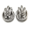 Polished Silver Tone Knot Clip On Earrings - 23mm Long