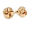 Polished Gold Tone Metal Knot Stud Earrings - 15mm D
