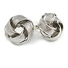 Silver Tone Textured Knot Stud Earrings - 20mm D